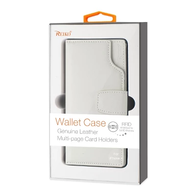 Reiko IPhone X/iPhone XS Genuine Leather Wallet Case With Open Thumb Cut In Ivory - Image 3