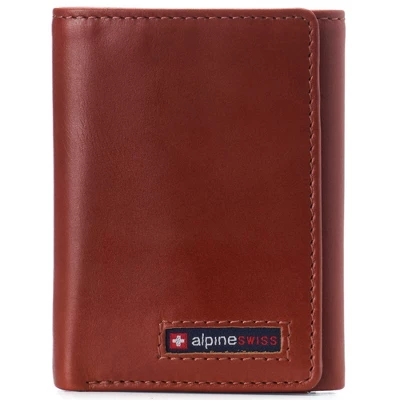 Alpine Swiss Leon Mens RFID Safe Trifold Wallet Cowhide Leather Comes In A Gift Box - Image 5