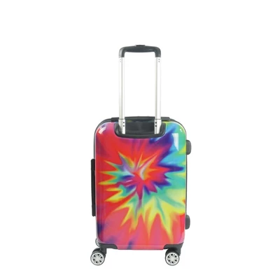 FUL Tie-dye Swirl 20 Inch Expandable Spinner Rolling Luggage Suitcase, ABS Hard Case, Upright, Tie-dye - Image 2