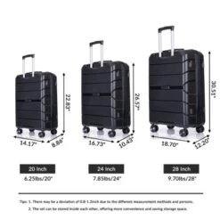 3 PCS Hardshell Luggage Set, ABS Lightweight Spinner Suitcase With TSA Lock (20/24/28)-ModernLuxe