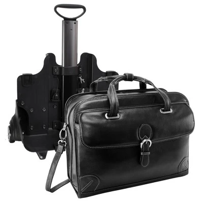 Siamod Carugetto 1 Leather Patented Detachable Wheeled Laptop Bag - Black - Image 2