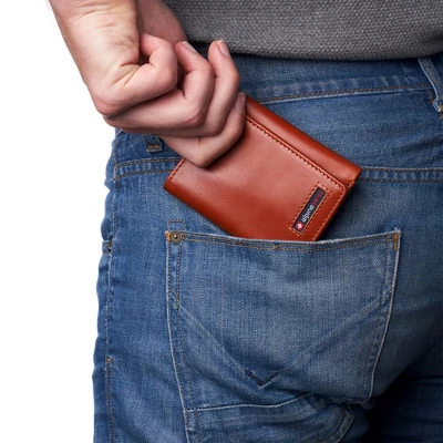 Alpine Swiss Leon Mens RFID Safe Trifold Wallet Cowhide Leather Comes In A Gift Box - Image 2