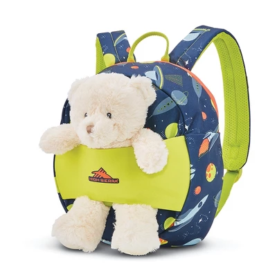 High Sierra Teddy Buddy 2 Piece Luggage Set With Wheels On Hard Rolling Suitcase & Carry Backpack Bag For Boy Or Girl Toddler Kids Travel, Navy - Image 4