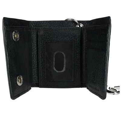 CTM Men's Pebble Grain Leather RFID Trifold Chain Wallet