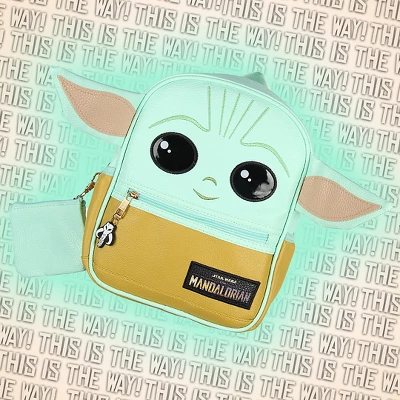 Star Wars The Mandalorian Grogu Baby Yoda Mini Backpack 10.5" With Coin Purse Multicoloured - Image 3