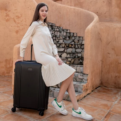 Badgley Mischka Evalyn 3pc Hardside Checked Expandable Spinner Luggage Set - Image 7