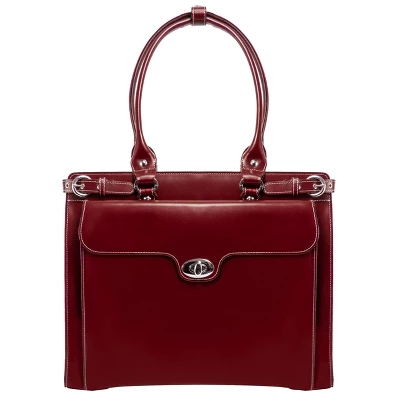 McKlein Winnetka 1 Leather Ladies' Laptop Handbag - Red - Image 3