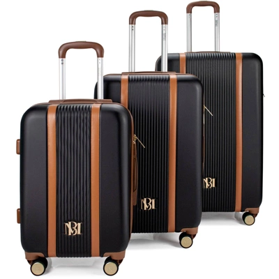 Badgley Mischka Mia Expandable Hardside Checked 3pc Luggage Set - Image 2