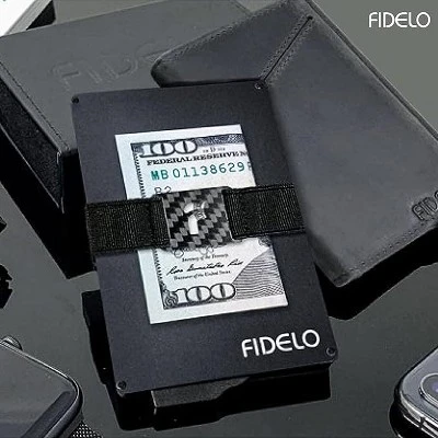 Fidelo Minimalis RFID Blocking Pop Up Wallet - Black