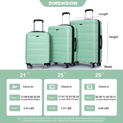 3 PCS Expanable Luggage Set, PC Lightweight Hardshell Spinner Wheel Suitcase With TSA Lock (21+25+29)-ModernLuxe - Image 2