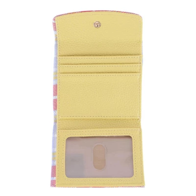 Buxton Women's Summer Plaid Printed Vegan Leather Mini Trifold