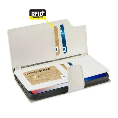 Reiko IPhone X/iPhone XS Genuine Leather Wallet Case With Open Thumb Cut In Ivory - Image 2