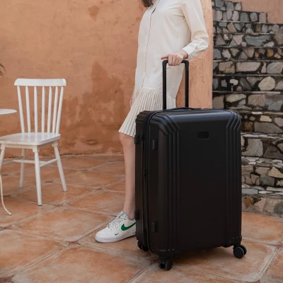 Badgley Mischka Evalyn 3pc Hardside Checked Expandable Spinner Luggage Set - Image 5