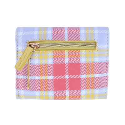 Buxton Women's Summer Plaid Printed Vegan Leather Mini Trifold - Image 3