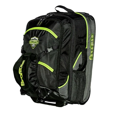 Sportube Cabin Cruiser Lightweight Wheeled Or Carry On Gear And Travel Boot Bag With Padded Compartment & Pull Handles, Green