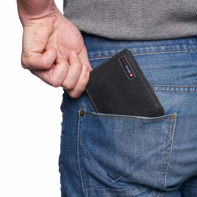 Alpine Swiss Mens RFID Blocking Cowhide Leather Wallet Bifold 2 ID Windows Divided Bill Section Comes In Gift Box - Image 2