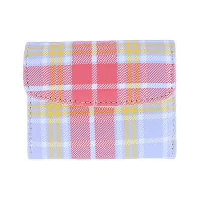 Buxton Women's Summer Plaid Printed Vegan Leather Mini Trifold - Image 4