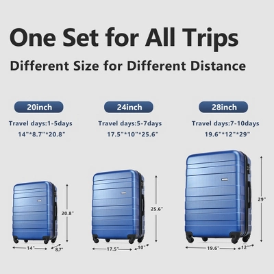 3 PCS Expandable ABS Hard Shell Luggage Set With Spinner Wheels And TSA Lock - ModernLuxe - Image 2