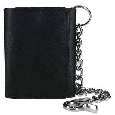 CTM Men's Pebble Grain Leather RFID Trifold Chain Wallet - Image 3