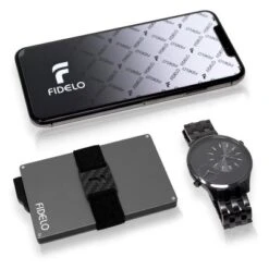 Fidelo Slim Credit Card Holder With Money Clip And RFID Blocking, Gray Aluminum