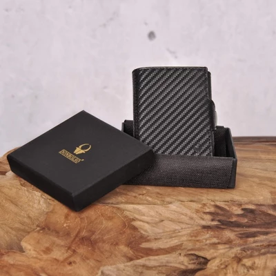 Donbolso Leather Modern Slim Wallet Without Coin Pocket - Black - Image 3