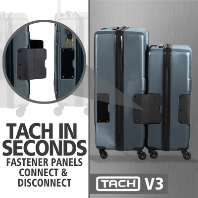 TACH V3 Connectable 2 Piece Hardside 20 Inch Carry On And 28 Inch Checked Suitcase Suitcase Luggage Set With Spinner Wheels, Grey - Image 4