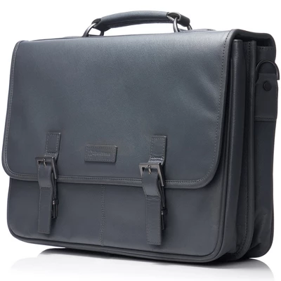 Alpine Swiss Genuine Leather 15.6” Laptop Briefcase Flap Over Messenger Bag - Image 2