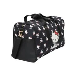 SANRIO Hello Kitty AOP In Nylon With PU Accents Black Wheeled Duffle