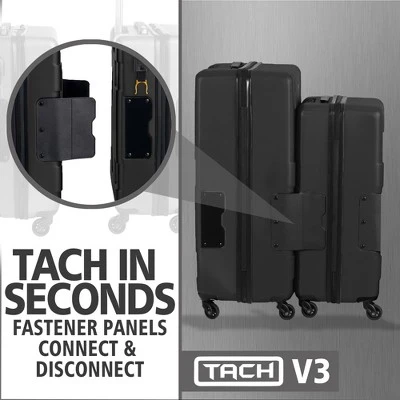 TACH V3 Connectable 2 Piece Hardside 20 Inch Carry On And 28 Inch Checked Suitcase Suitcase Luggage Set With Spinner Wheels, Black - Image 4