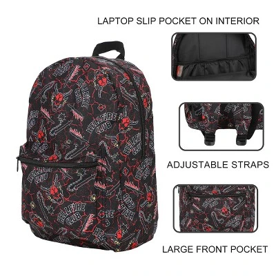 Stranger Things Hellfire Club AOP Black Laptop Backpack - Image 4