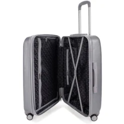 Badgley Mischka Snakeskin Expandable Hardside Checked 3pc Luggage Set - Silver