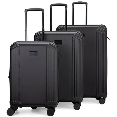 Badgley Mischka Evalyn 3pc Hardside Checked Expandable Spinner Luggage Set - Image 4