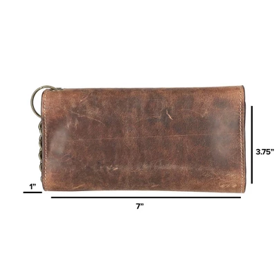 CTM Men's Crazy Horse Leather RFID Long Trifold Chain Wallet - Image 5