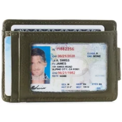 Alpine Swiss Harper Mens RFID Slim Money Clip Front Pocket Wallet Minimalist Leather ID Card Holder