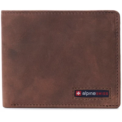 Alpine Swiss Mens RFID Blocking Cowhide Leather Wallet Bifold 2 ID Windows Divided Bill Section Comes In Gift Box - Image 9
