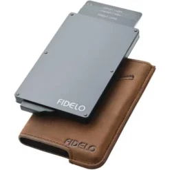Fidelo Minimalist Wallet For Men RFID Blocking Pop Up Wallet Credit Card Holder, Brown