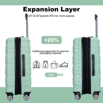 3 PCS Expanable Luggage Set, PC Lightweight Hardshell Spinner Wheel Suitcase With TSA Lock (21+25+29)-ModernLuxe - Image 3