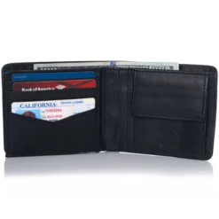 Alpine Swiss RFID Protected Men’s Max Coin Pocket Bifold Wallet With Divided Bill Section Comes In A Gift Box