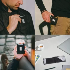 DONBOLSO Slim Leather Bifold Wallet Leather Minimalist Wallet For Men, Vintage Black