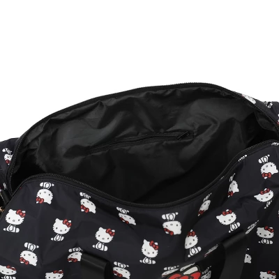 SANRIO Hello Kitty AOP In Nylon With PU Accents Black Wheeled Duffle - Image 5