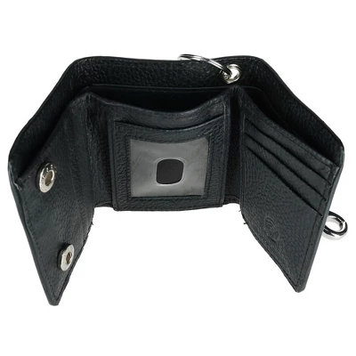 CTM Men's Pebble Grain Leather RFID Trifold Chain Wallet - Image 2