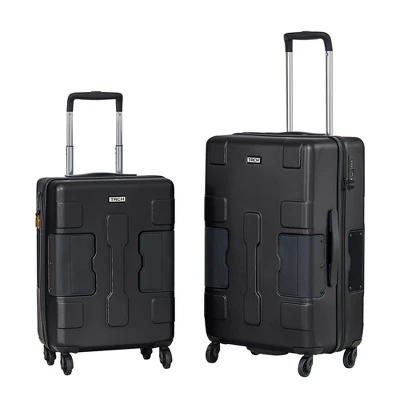 TACH V3 Connectable 2 Piece Hardside 20 Inch Carry On And 28 Inch Checked Suitcase Suitcase Luggage Set With Spinner Wheels, Black - Image 3