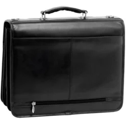 McKlein Flournoy 1 Leather Double Compartment Laptop Briefcase - Black