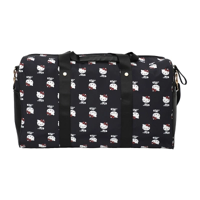 SANRIO Hello Kitty AOP In Nylon With PU Accents Black Wheeled Duffle - Image 3
