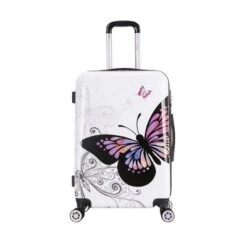 InUSA Lightweight Hardside Medium Checked Spinner Suitcase - Butterfly