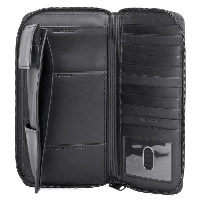 Dopp Regatta RFID Blocking Leather Zipper Passport Organizer - Black - Image 4