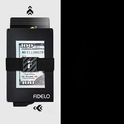 Fidelo Minimalis RFID Blocking Pop Up Wallet - Black - Image 2