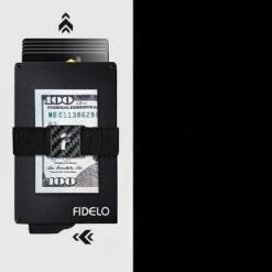 Fidelo Aluminum Minimalist Wallet For Men - Classic - Black