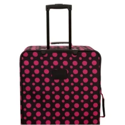 Rockland 4pc Expandable Softside Checked Luggage Set - Black Pink Dot